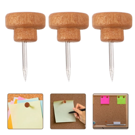 ETHZZLE 150Pcs Natural Style Wooden Push Pins for Bulletin Cork and Map Boards