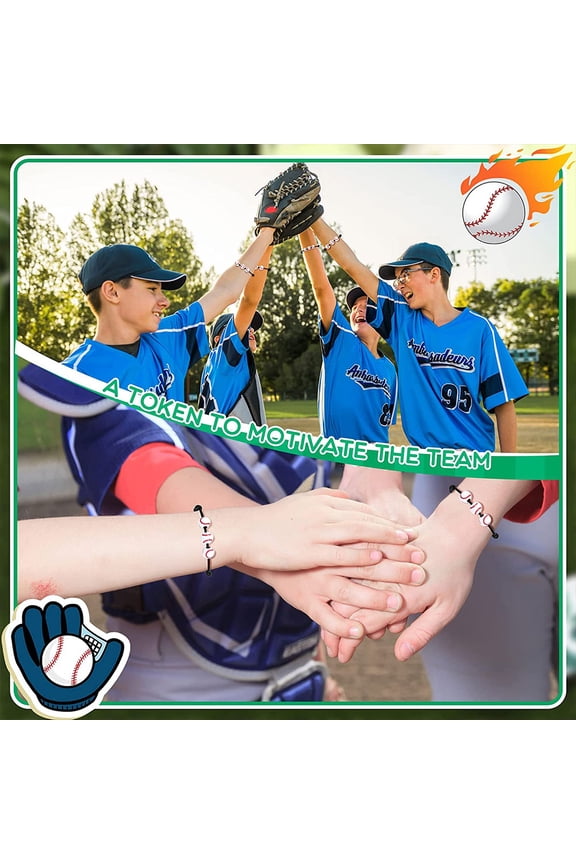 15Pcs Sports Bracelet Assorted Color Decorative Baseball Charm Braided Wristband