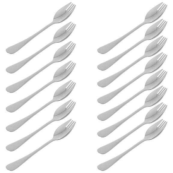 ETHZZLE 15Pcs Silver Metal Spork Set Long Handle Stainless Steel Fork Spoon for Fruit and Dessert