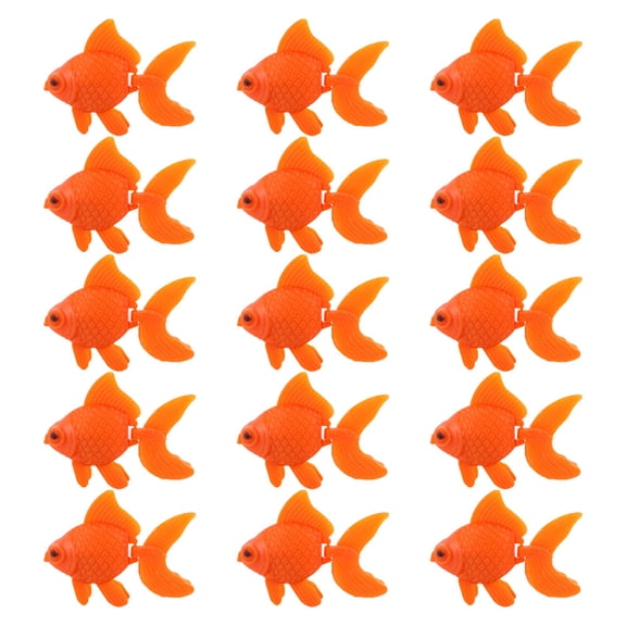ETHZZLE Realistic Floating Plastic Goldfish Orange for Fish Tank Decor 15Pcs