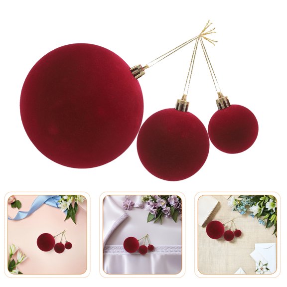 ETHZZLE 15Pcs Red Velvet Baubles Christmas Tree Ornaments for Valentine Day Romantic Holiday Decor