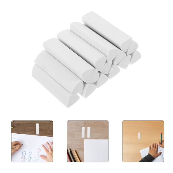 ETHZZLE 15Pcs Soft White Triangular Block Erasers Ergonomic Design for Clean Daily Erasing