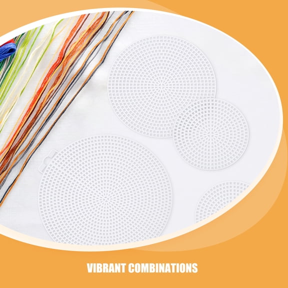 ETHZZLE 15pcs White Plastic Mesh Canvas Sheets for DIY Crafts Round Embroidery and Crochet Purse Making 14.7cm 11.5cm 7.7cm