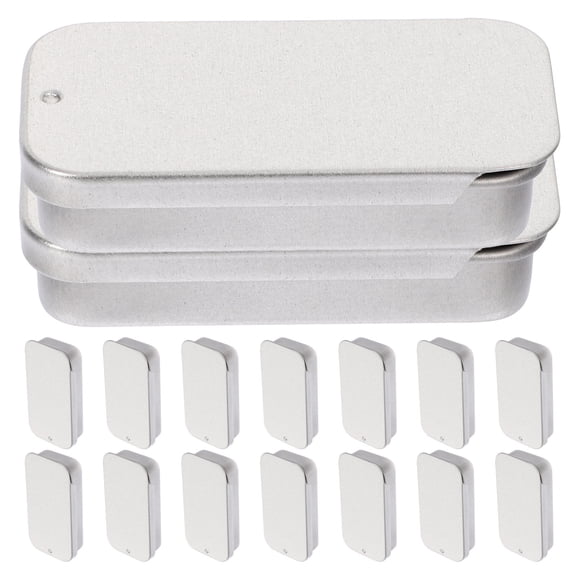 ETHZZLE 16Pcs Silver Small Tin Containers Push Lid Metal Boxes for Storage and Portable Use
