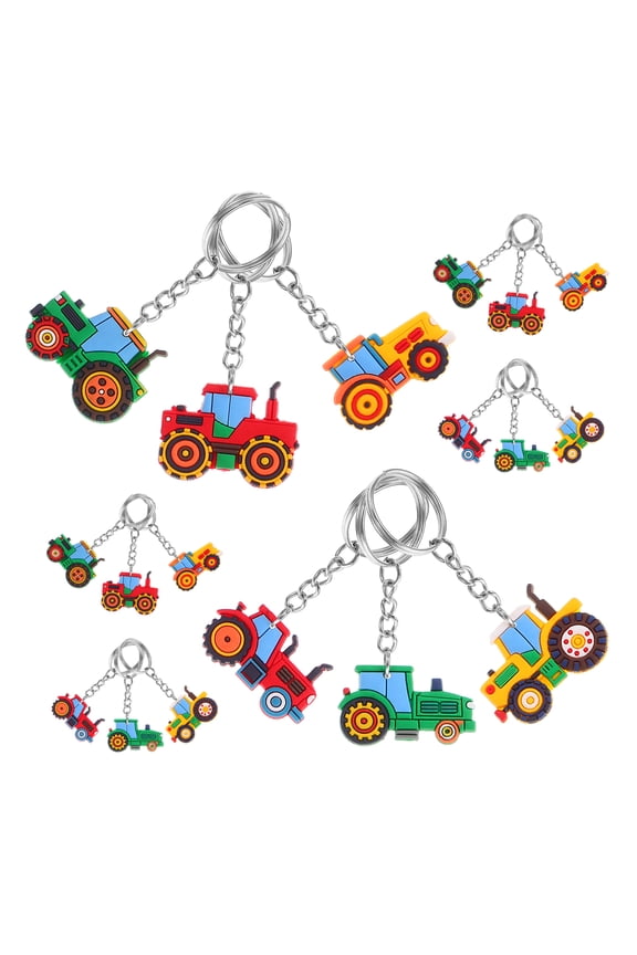 Versatile Tractor Keychain Multi PVC Zinc Alloy for Farm and Construction Decor 18Pcs