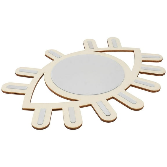 ETHZZLE Chic Eye Shape Mirror Khaki Wooden Acrylic Stylish Home Decor