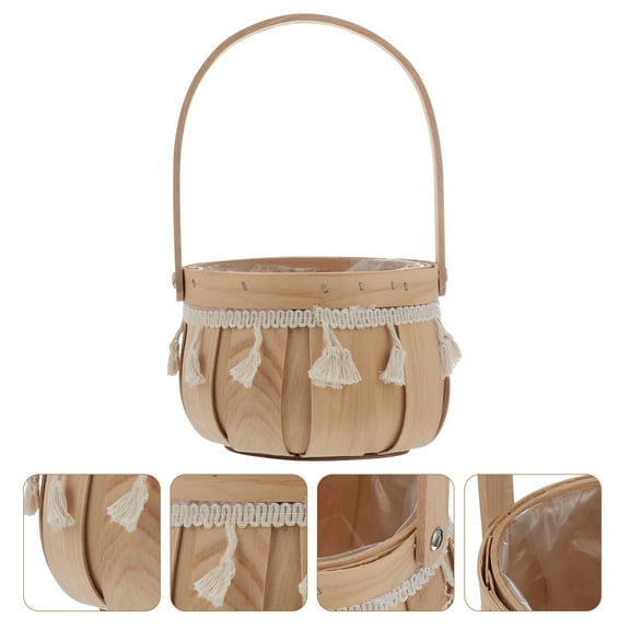 ETHZZLE 1Pack Wicker Flower Basket Decorative Khaki for Proposal