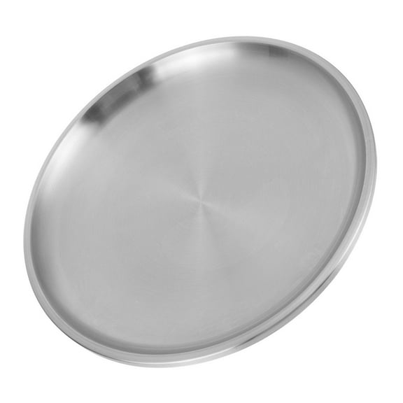 ETHZZLE Large Round Serving Platter Stainless Steel Plate Silver 1Pcs 10.2x10.2in