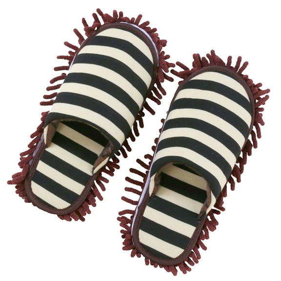 ETHZZLE Unisex Microfiber Coffee Mop Slippers for Wood and Tile Floors, 1 Pair Comfortable Floor Cleaning Footwear