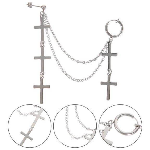 ETHZZLE 1Pair Fashionable Chain Earrings Cross Jewelry for Men Comfortable Fit
