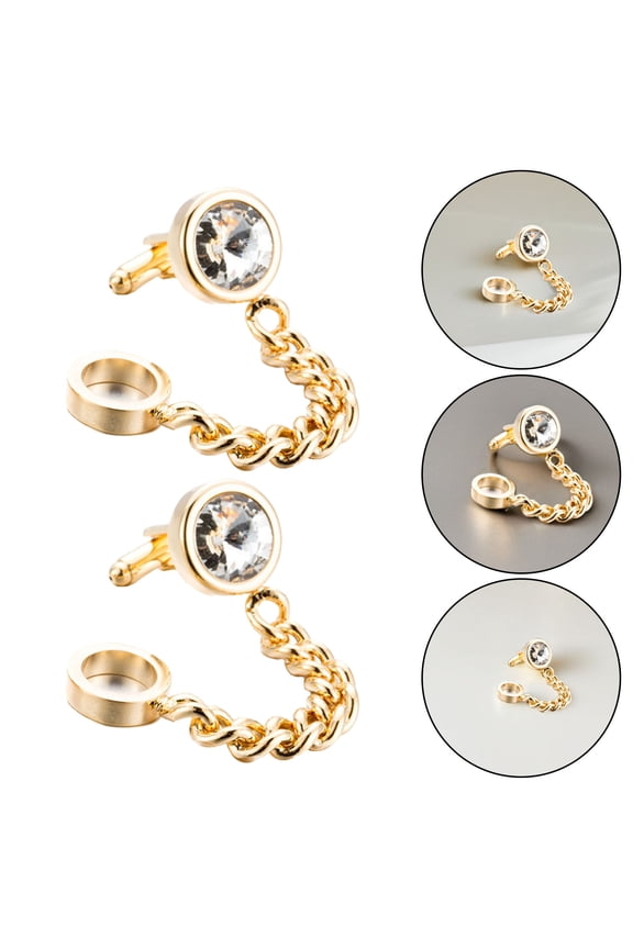 1 Pair Elegant with Crystal Accents, Men's Shirt Accessories, Stylish Formal Wear Decoration