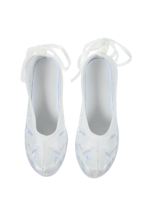 1Pair Han Chinese Clothing Shoes White Embroidered Breathable Skin Friendly