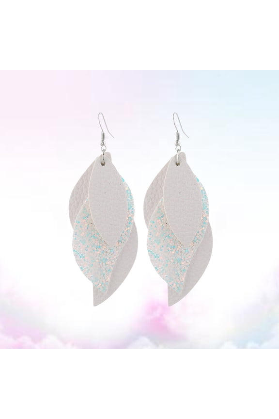 Women 1 Pair of Sequin Fashionable Round Earrings Eye-catching Party White