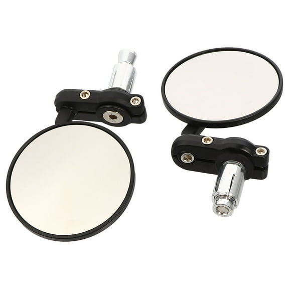 ETHZZLE 1Pair Black Motorcycle Rear View Mirror Round Compact Design Wide Angle Reversing Mirror
