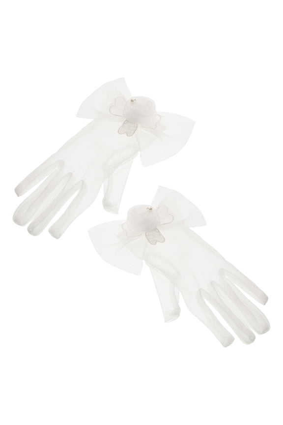 1 Pair Short Transparent Bridal Gloves Soft Tulle Mesh Wedding Accessories for Photo Shoot and Special Occasions