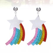 ETHZZLE 1Pair Creative Star Ear Pendant Earrings with Multi Color Finish for Party and Banquet