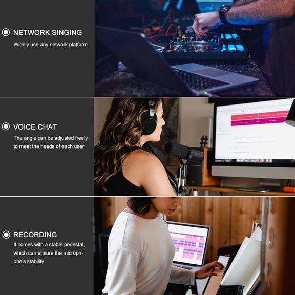 ETHZZLE Back to School Plastic Microphone with Base Black 1Pack 9.8x3.1in