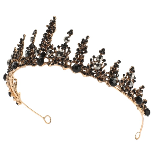 ETHZZLE Bridal Headpiece Unique Headpiece Black Crystal Hair Decor 1Pack