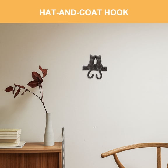 ETHZZLE 1Pc Black Cast Iron Wall Mounted Hat and Coat Hook Retro Animal Shaped