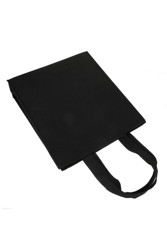 1Pc Compact Black Felt Shopping Bag Foldable Handheld Tote for Daily Use