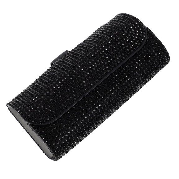 ETHZZLE 1Pc Car Sunglasses Rhinestone Box Black Creative Clip Case for Eyewear Easy Install