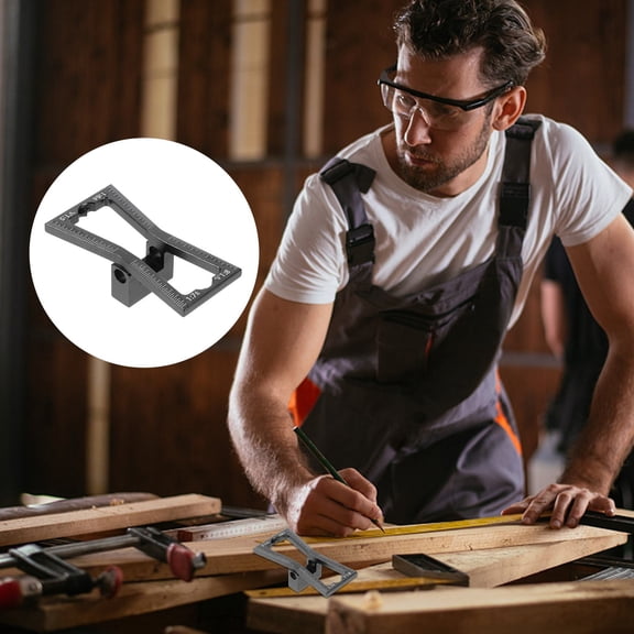 ETHZZLE 1Pc Carpenter Dovetail Marker Tool Aluminum Alloy Black Wood Cutting Accessory with Dual Side Measurements