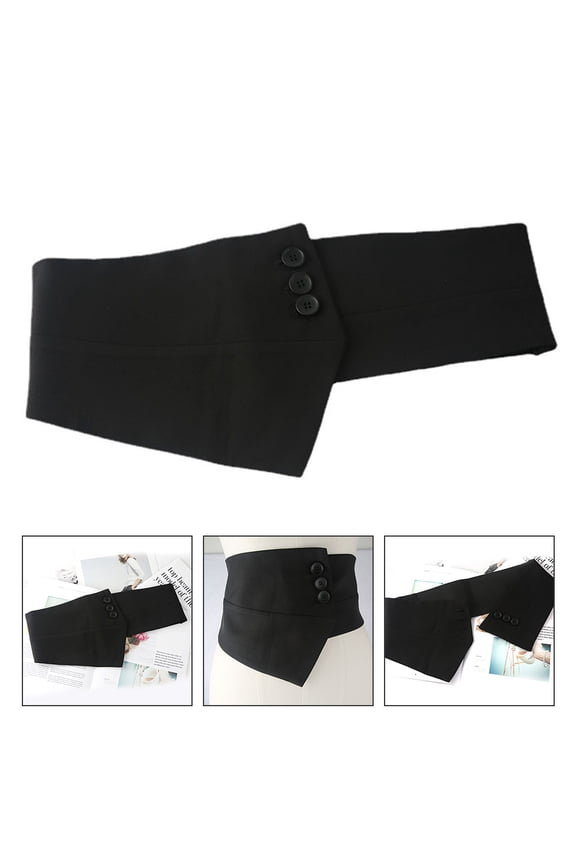 1Pc Button Style Ladies Cummerbund Black Waistband Adjustable for Different Clothing