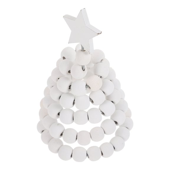 ETHZZLE 1Pc White Wooden Bead Christmas Tree Decor for Home Desktop and Office Ornament