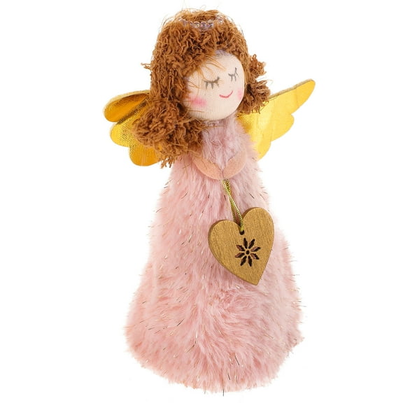 ETHZZLE 1Pc Christmas Tree Topper Glittering Angel Doll Shape Pink PVC Festive Atmosphere Enhancement