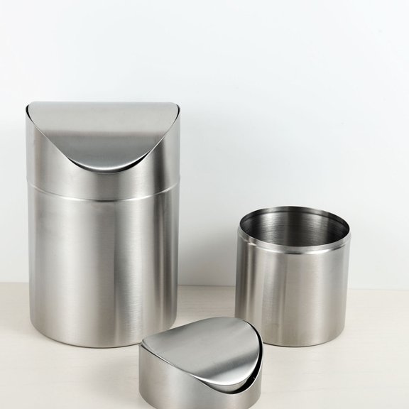 ETHZZLE Plated Silver Windproof Car Garbage Can Compact for Storage with Shaking Lid 1Pc