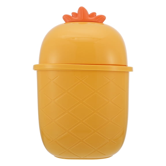 ETHZZLE 1Pc Yellow Slide Trash Can with Lid Plastic Desktop Waste Paper Basket for Home