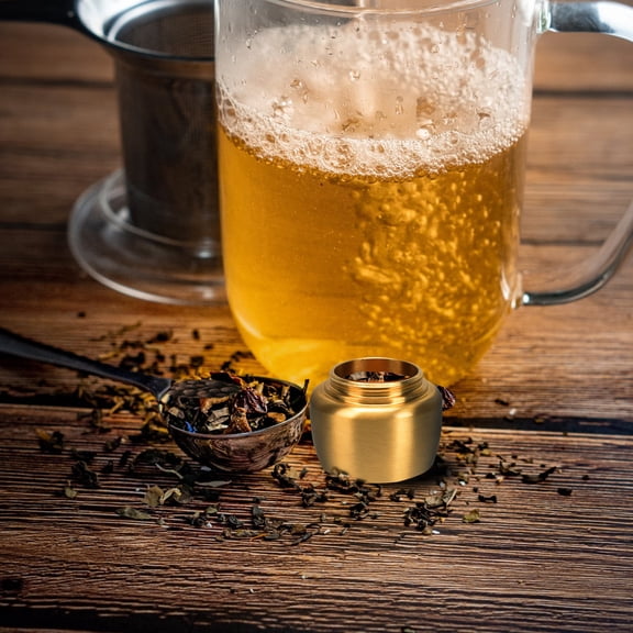 ETHZZLE Airtight Golden Copper Tank Jar for Incense, Tea Storage, and Home Organization