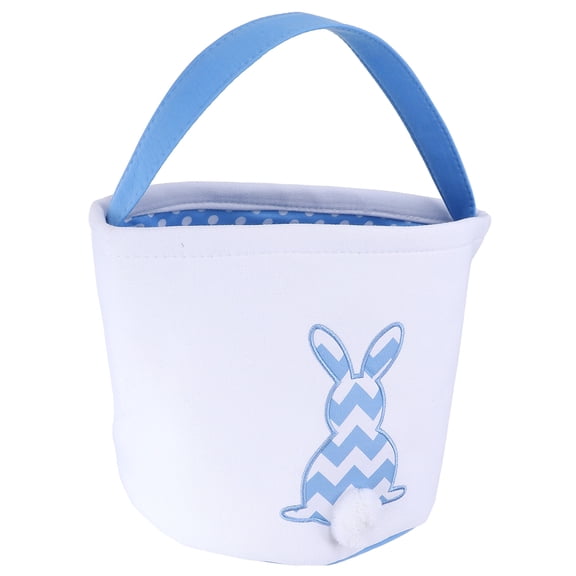 ETHZZLE 1Pc Handheld Easter Basket with Canvas Cotton Fabric and Bunny Print for Seasonal Storage