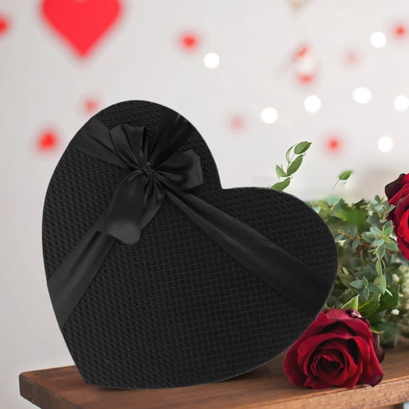 ETHZZLE 1Pc Black Heart Shaped Box Durable Storage Case for Festival and Birthday