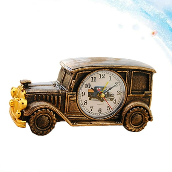 ETHZZLE 1Pc Light Brown Retro Car Alarm Clock for Table Display with Precise Time Setting