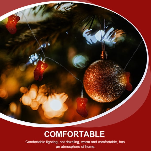 ETHZZLE 1Pc Creative Xmas Sock String Lamp Warm Red Decorative Light for Party Garden Decor