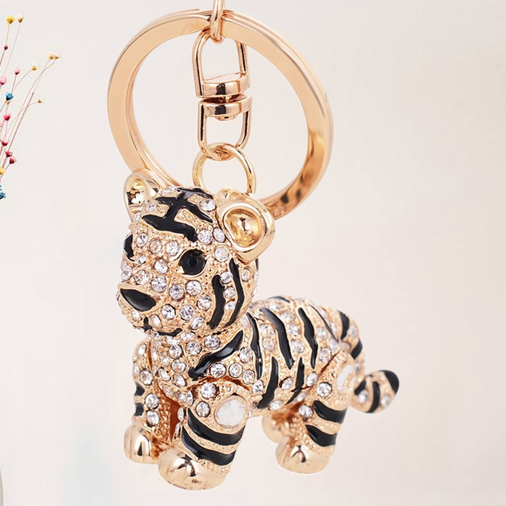 ETHZZLE Stylish 3D Tiger Rhinestone Keychain for Handbags and Car Keys ...
