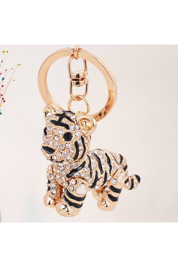Stylish 3D Tiger Rhinestone Keychain for Handbags and Car Keys, and Decorative, 1 Piece