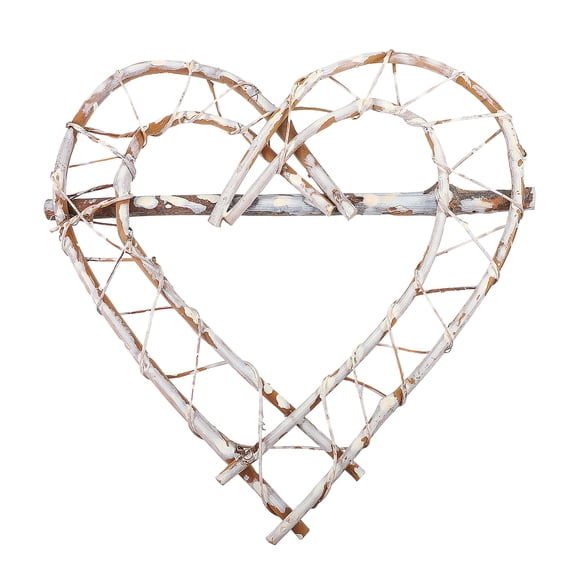 ETHZZLE 1Pc Hanging Rattan Wreath Heart Shape Dark Grey for Festival Decoration