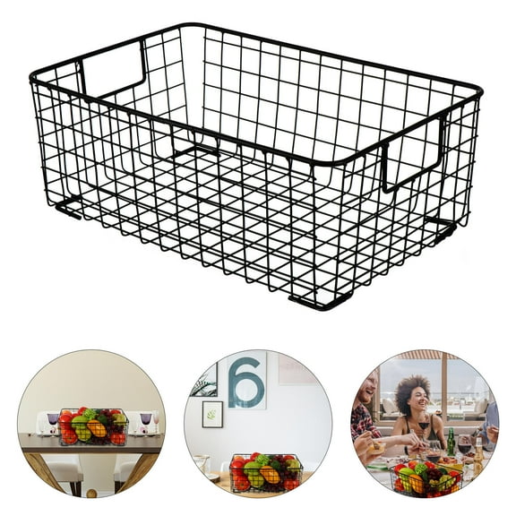 ETHZZLE 1Pc Modern Iron Fruit Organizer Black Kitchen Storage Basket for Household Use