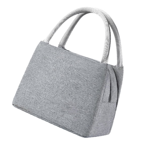ETHZZLE 1Pc Large Capacity Lunch Carrying Bag Grey with Smooth Zipper Closure and Thermal Insulation