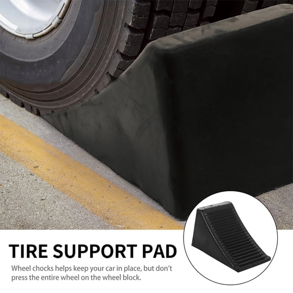 ETHZZLE 1Pc Black Rubber Wheel Chock for Car Parking and Tire Alignment