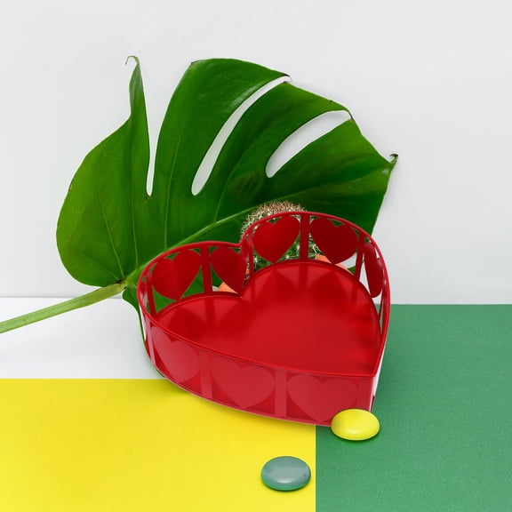 ETHZZLE Red Hollow Heart Flowerpot - Desktop Candy, Storage & Small Plant Holder, Decorative Container