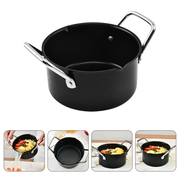 ETHZZLE 1Pc Household Use Saucepan Black Nonstick Outdoor Stew Pot Even Heat Distribution