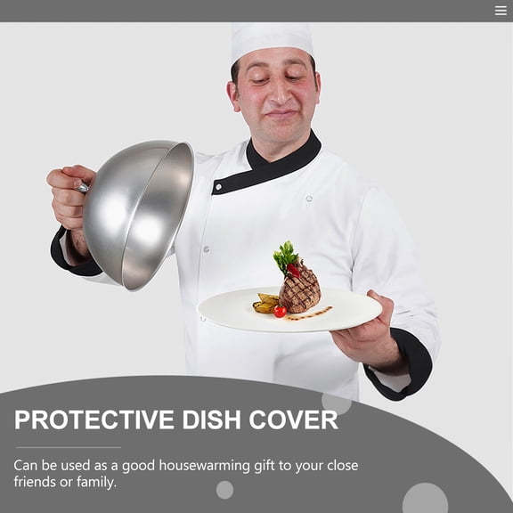 ETHZZLE 1Pc Household Kitchen Stainless Steel Protective Steak Cover Food Lid Plated Silver