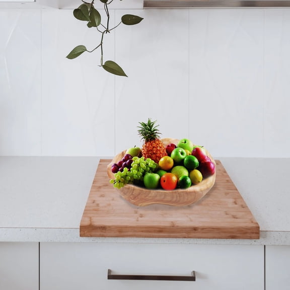 ETHZZLE 1Pc Natural Solid Wood Storage Tray for Fruit Salad Dessert and Appetizer Presentation