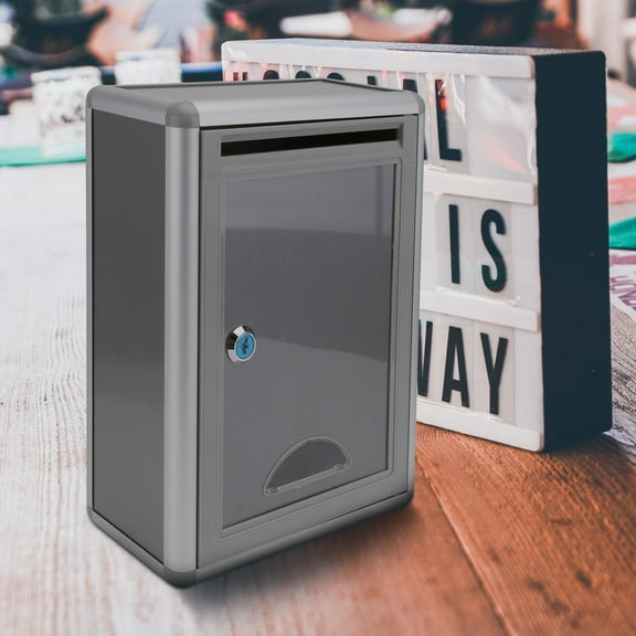 ETHZZLE 1Pc Outdoor Plated Silver Aluminum Alloy Suggestion Box with Lock for Safe Document Collection