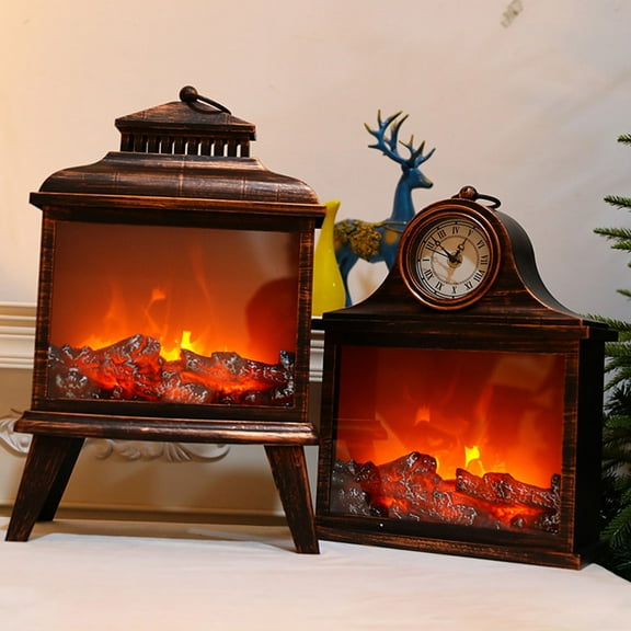 ETHZZLE Retro Fireplace Decor Lamp Coffee Plastic for Elegant Home Decoration