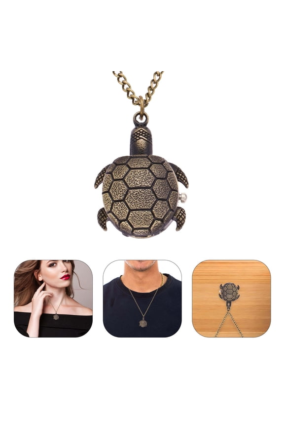 1Pcs Pocket Watch Turtle Pendant Retro Alloy Quartz Movement for Women