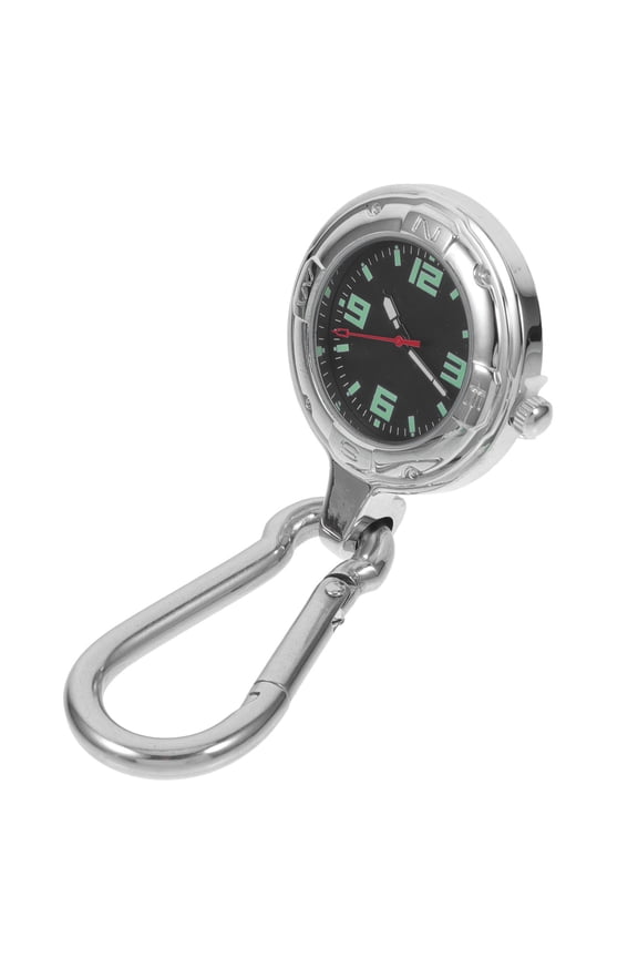 1Pc Black Portable Outdoor Pocket Watch with Multi Function Hook for Hiking